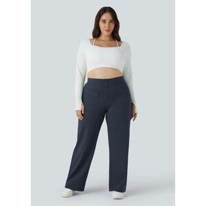 Halara DayStretch High Waisted Pockets Straight Leg Casual Pants - Size Large